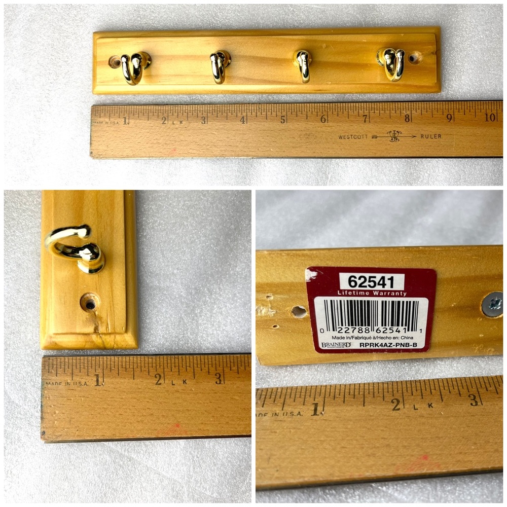 Maple wood brass gold key holder